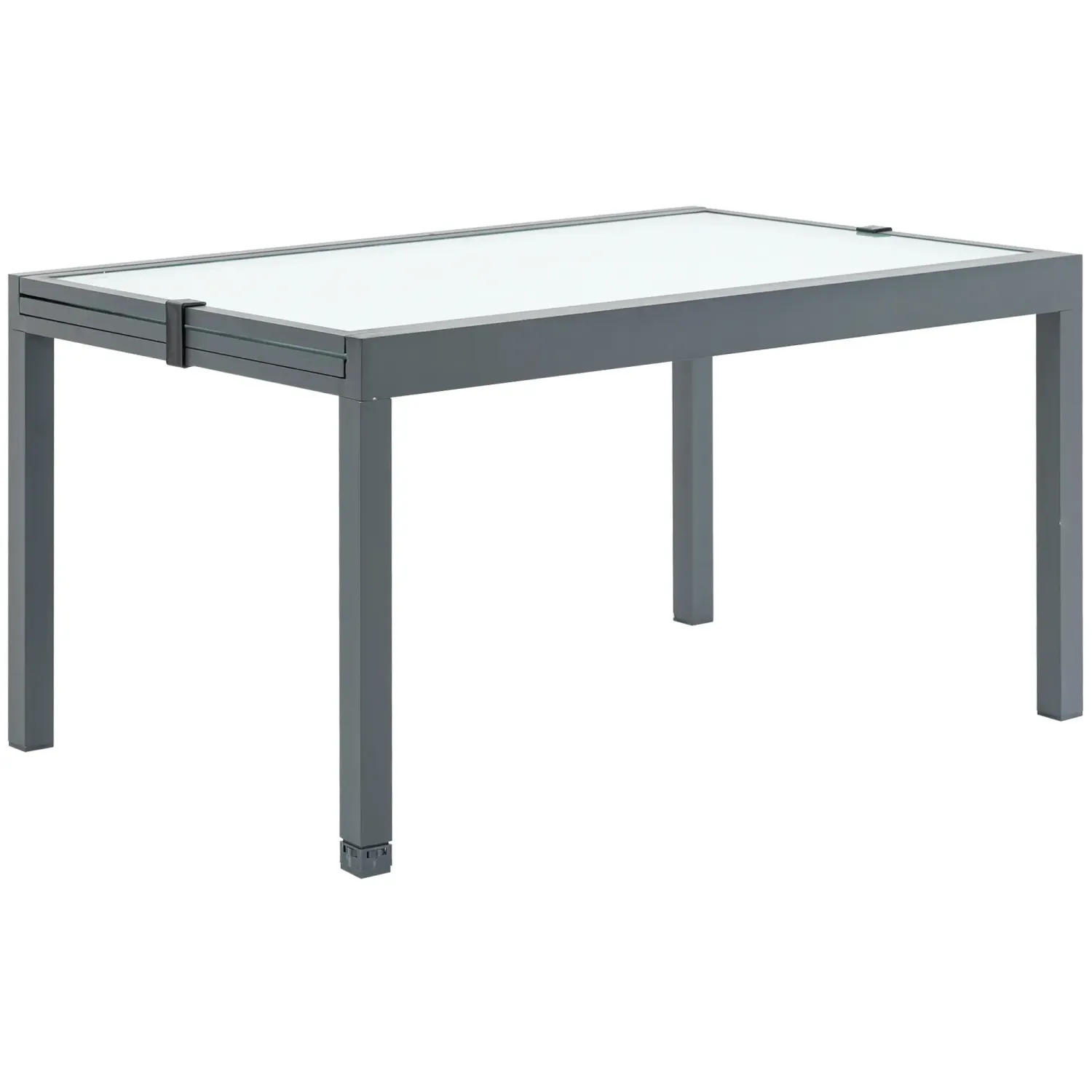 Ausziehbarer Gartentisch mit gehärteter Glasplatte Outdoor Aluminium Grau Weiss