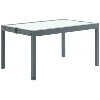 Ausziehbarer Gartentisch mit gehärteter Glasplatte Outdoor Aluminium Grau Weiss