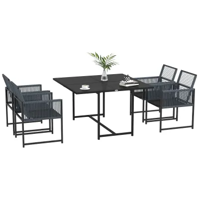 5-teiliges Gartenmöbel-Set, Gartensitzgruppe, Outdoor-Essgruppe, wetterbeständig, 1 Tisch, 4 Stühle, Grau