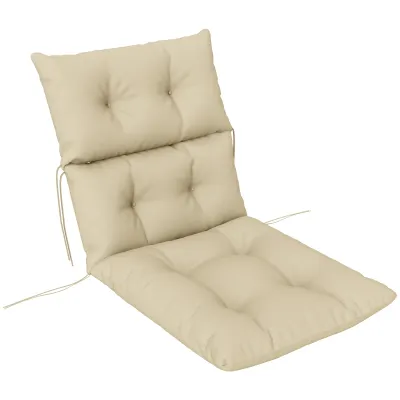 Sitzkissen, Dickes Polsterkissen für Sitzmöbel, mit Rückenlehne, Schaukelstuhlkissen, für drinnen und draussen, Beige