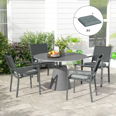 Set mit 4 Gartenstuhlkissen Sitzpolster Grau 43L x 41B x 4H cm