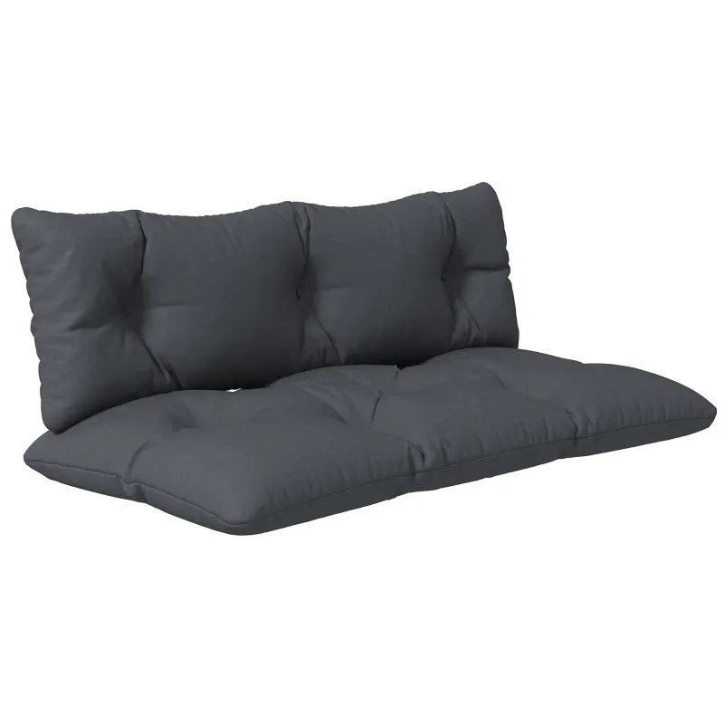 2er-Set Polsterauflage Gartenmöbelsitzkissen Sitzauflage, wetterbeständig, Knopfheftung, 120 x 60 x 15 cm, Grau