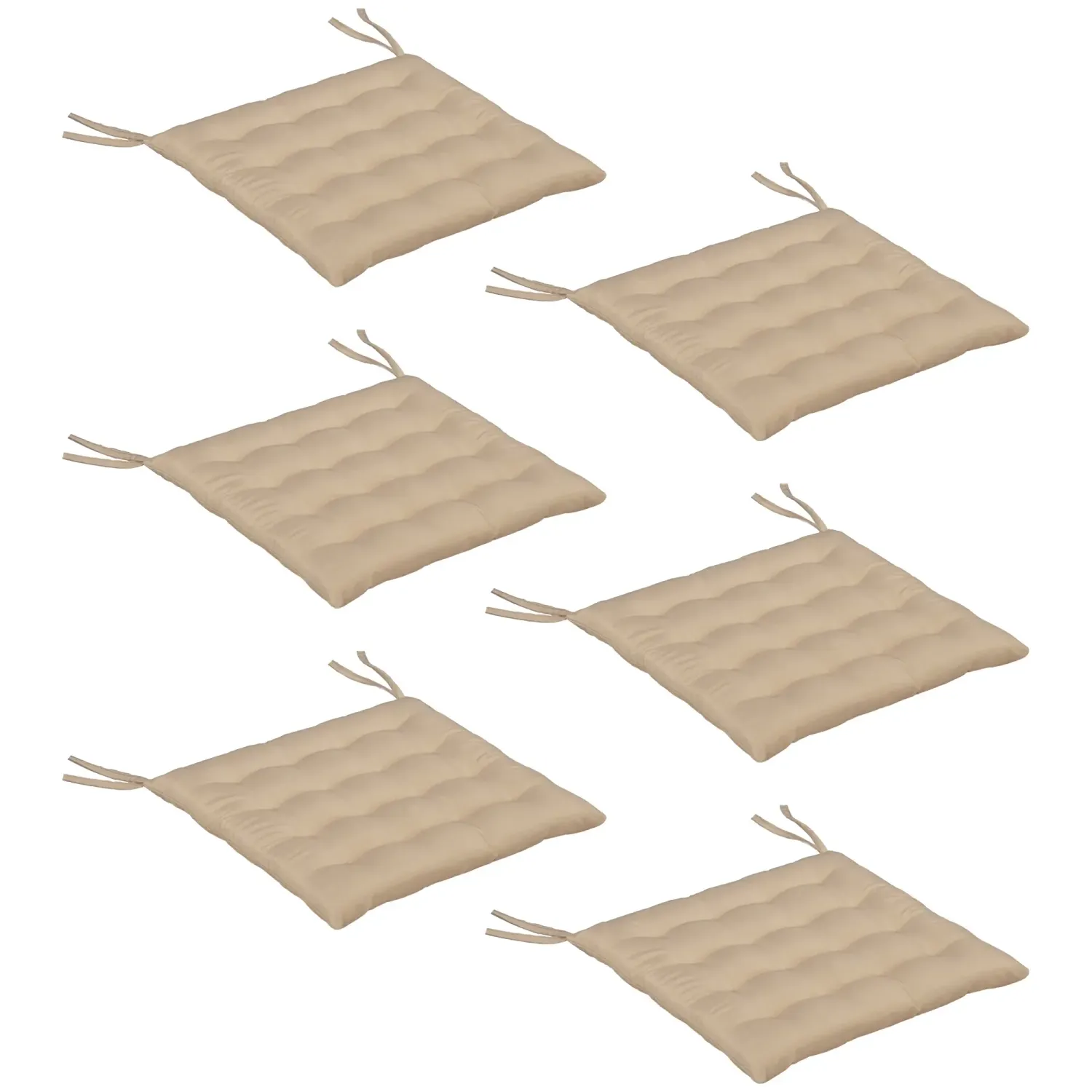 6er Set Gartenstuhl-Kissen, Gestepptes Gartenstuhlkissen 40L x 40B cm
