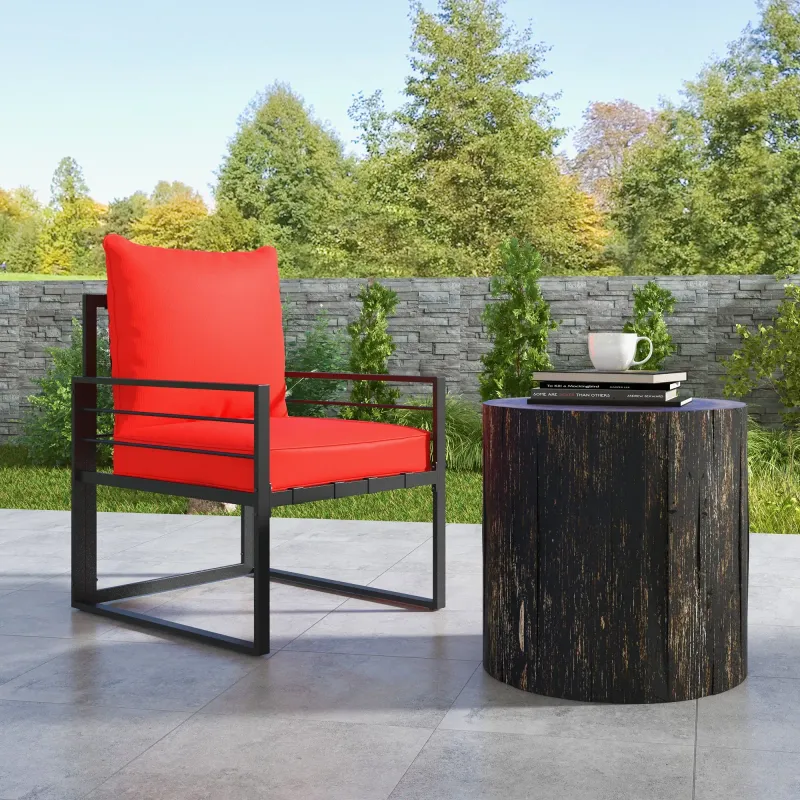 Set aus 2 Sitz- und Rückenpolstern für Gartenstuhl Liegestuhl Rot