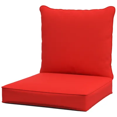 Set aus 2 Sitz- und Rückenpolstern für Gartenstuhl Liegestuhl  Rot