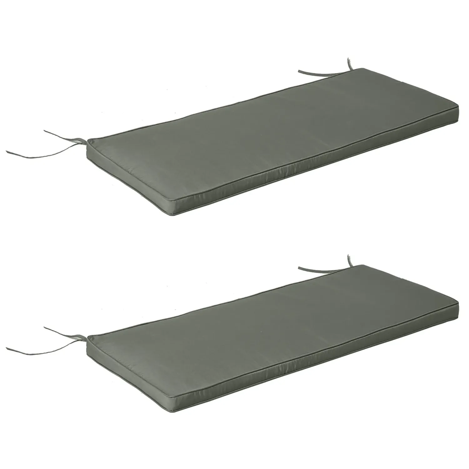Set mit 2 abnehmbaren Gartenbankauflagen -120L x 50B cm - Füllung 5 cm - Bindeschnüre - Grau