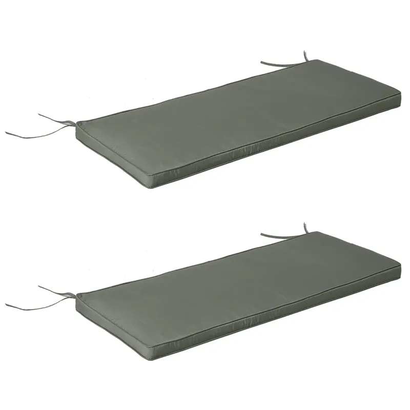 Set mit 2 abnehmbaren Gartenbankauflagen -120L x 50B cm - Füllung 5 cm - Bindeschnüre - Grau