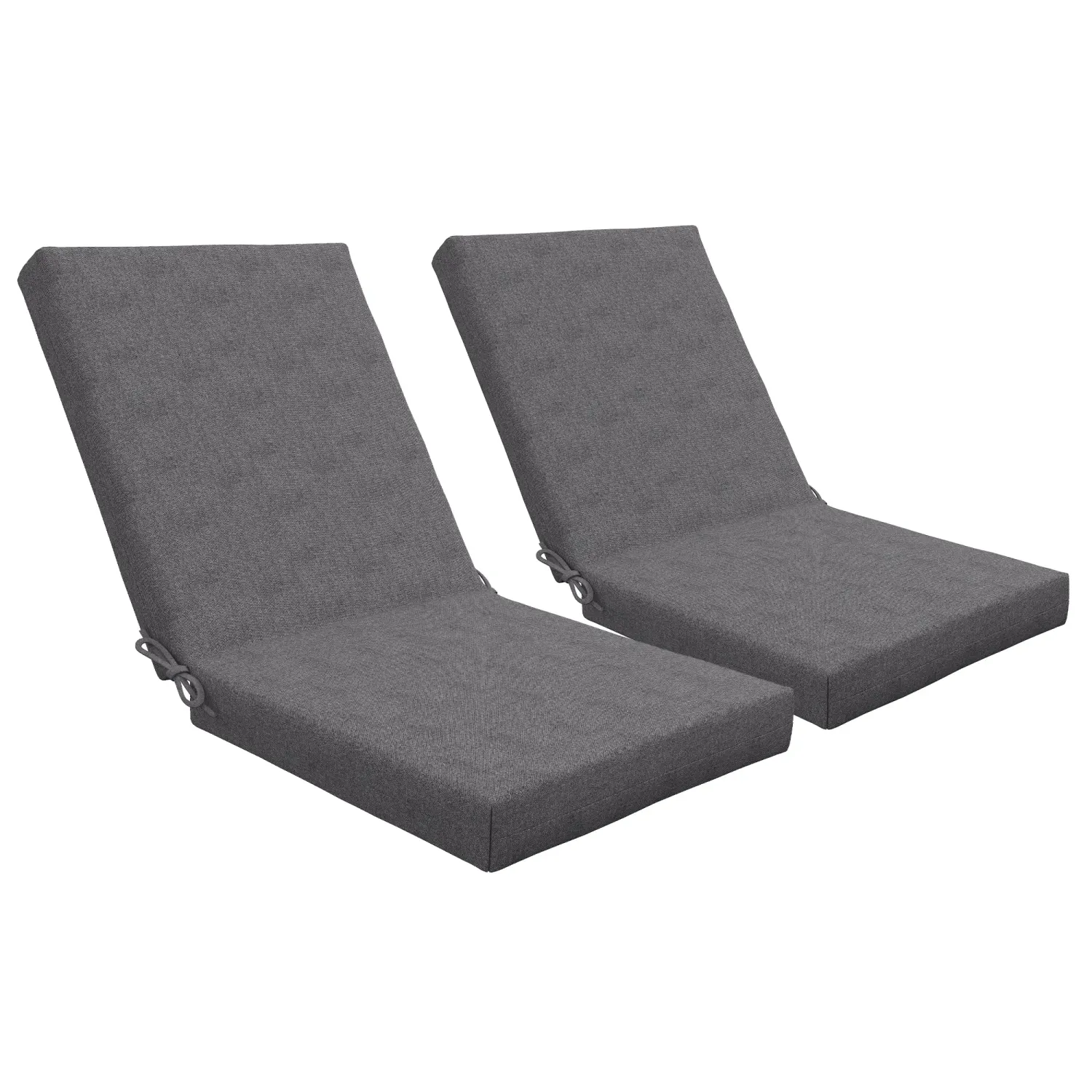 Set mit 2 Sitzauflagen für Stuhl mit Rückenlehne mit Befestigungsriemen Polsterung 8 cm, 112L x 51B cm, Dunkelgrau