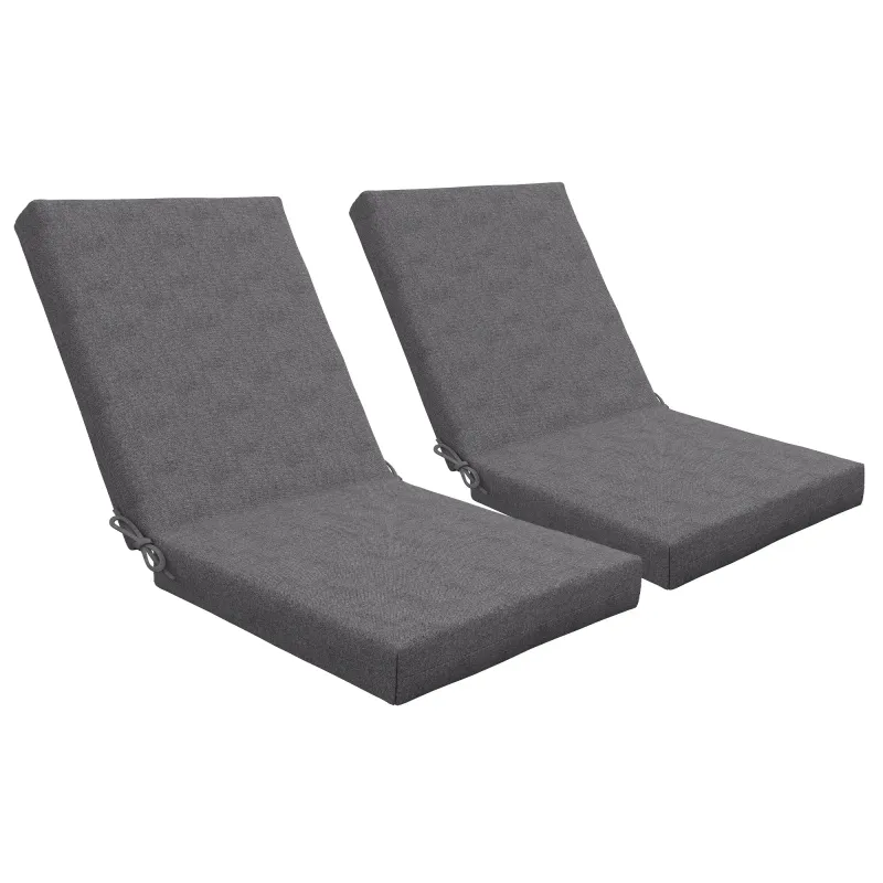 Set mit 2 Sitzauflagen für Stuhl mit Rückenlehne mit Befestigungsriemen Polsterung 8 cm, 112L x 51B cm, Dunkelgrau