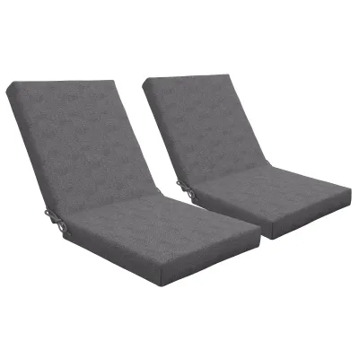 Set mit 2 Sitzauflagen für Stuhl mit Rückenlehne mit Befestigungsriemen Polsterung 8 cm, 112L x 51B cm, Dunkelgrau