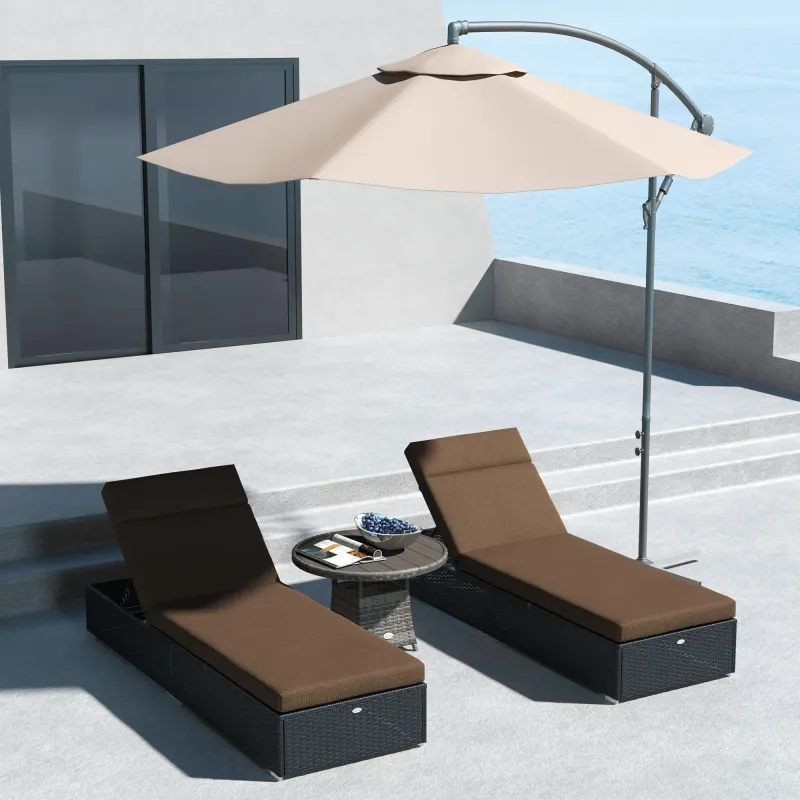 2er Set Liegestuhl-Auflage für Sonnenliege, Liegenauflage für Gartenliege extra dick 8cm Polsterauflage braun
