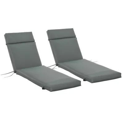2er Set Liegestuhl-Auflage für Sonnenliege, Liegenauflage für Gartenliege extra dick 8cm Polsterauflage Dunkelgrau