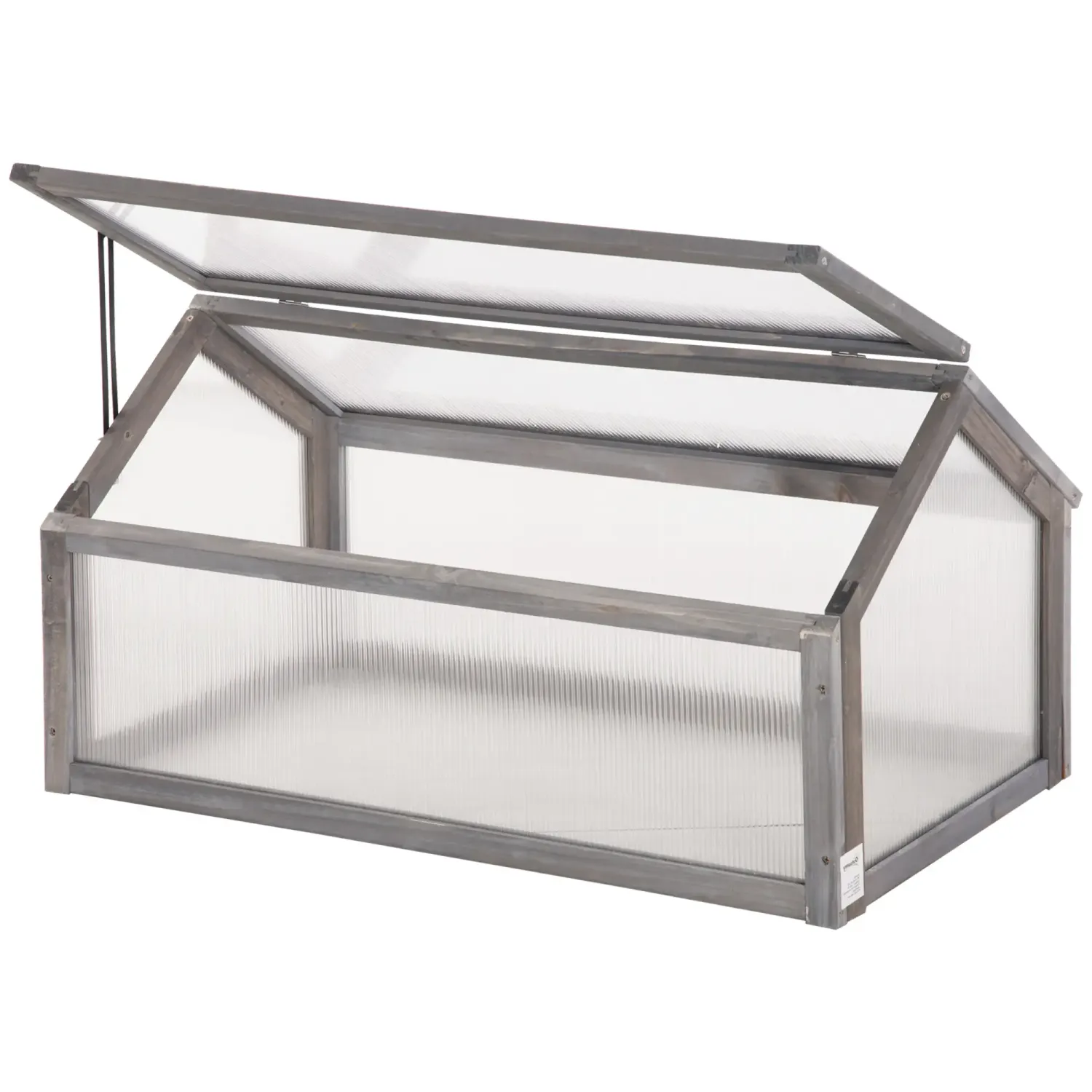 Mini-Gewächshaus, Frühbeet, Polycarbonat-Platten, Belüftungsöffnung, 90L x 52B x 49,5H cm, Grau