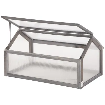 Mini-Gewächshaus, Frühbeet, Polycarbonat-Platten, Belüftungsöffnung, 90L x 52B x 49,5H cm, Grau
