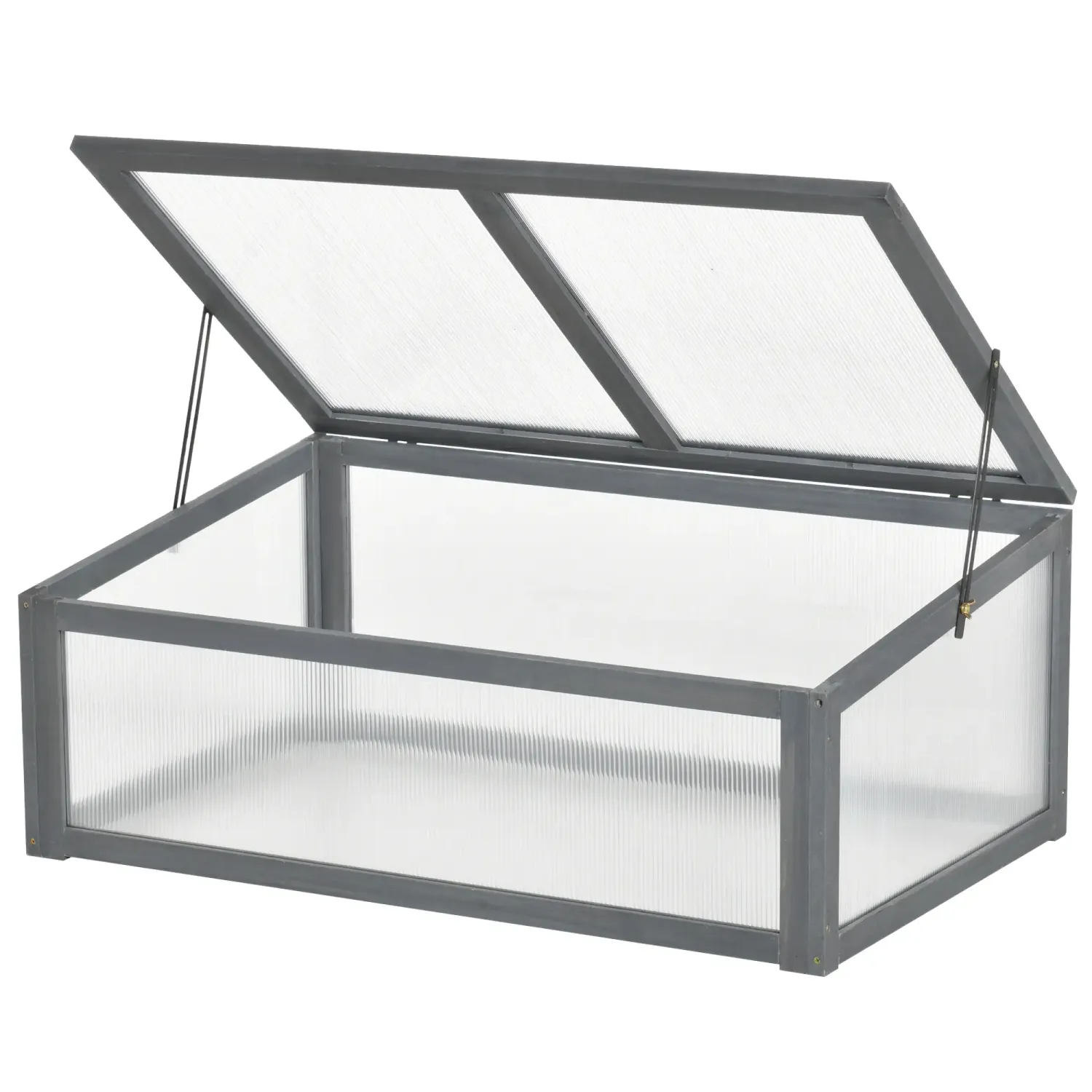 Mini-Gewächshaus, Kleines Frühbeet für den Garten, mit PC-Platten, 100L x 65B x 40H cm, grau