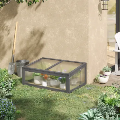 Mini-Gewächshaus, Kleines Frühbeet für den Garten, mit PC-Platten, 100L x 65B x 40H cm, grau