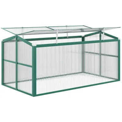 Frühbeet mit Dachfenster, transparentes Gehäuse, Aluminiumrahmen, 130x70x61cm