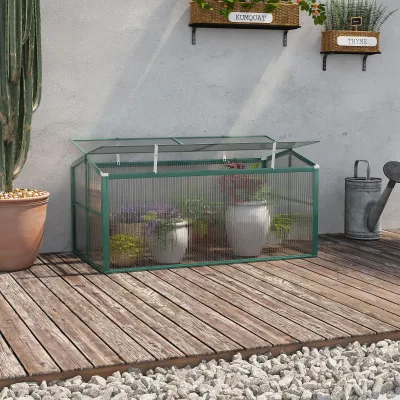 Frühbeet mit Dachfenster, transparentes Gehäuse, Aluminiumrahmen, 130x70x61cm