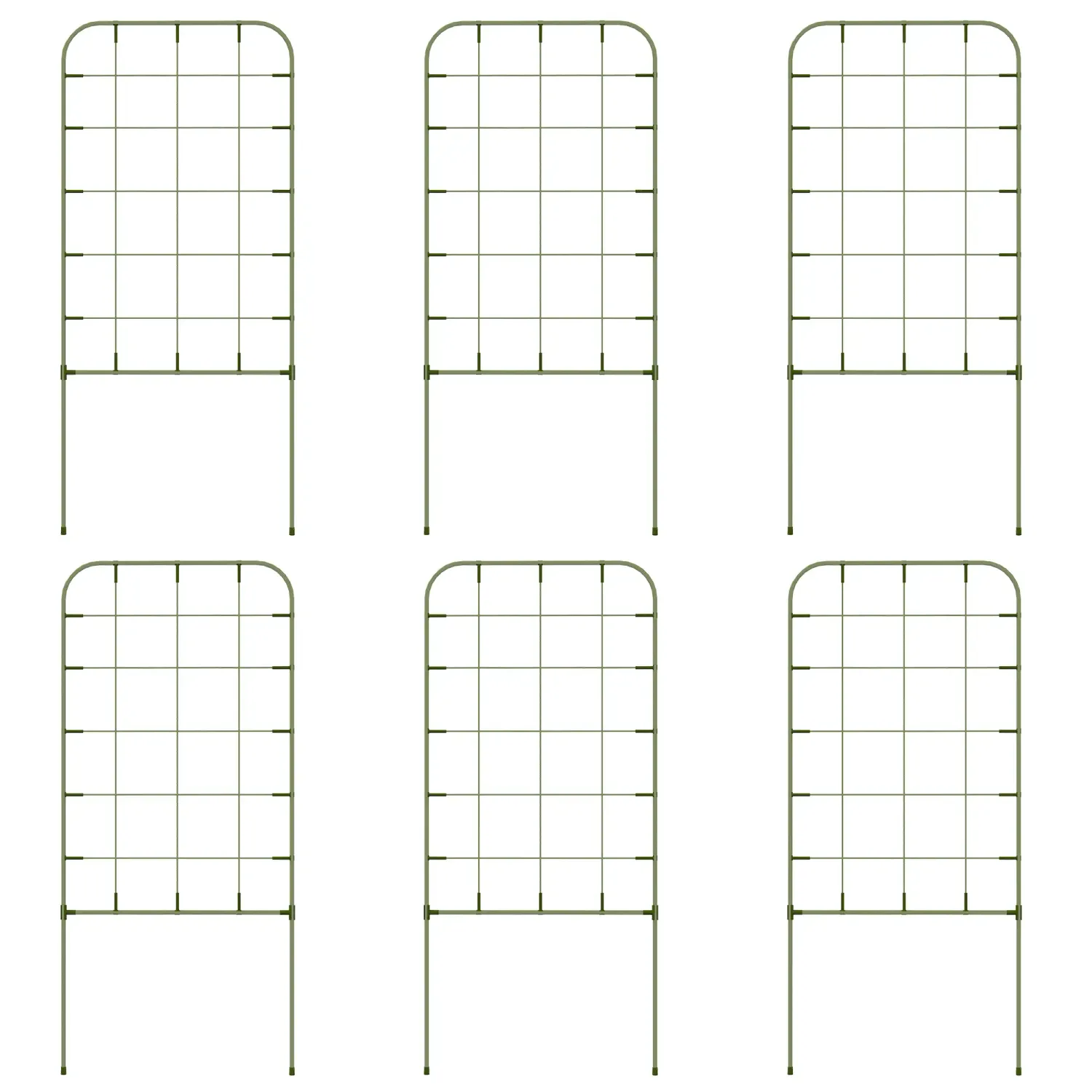Rankgitter-Set, 6 Metallspaliere für Kletterpflanzen, Stahl, 40 x 90 cm, Grün
