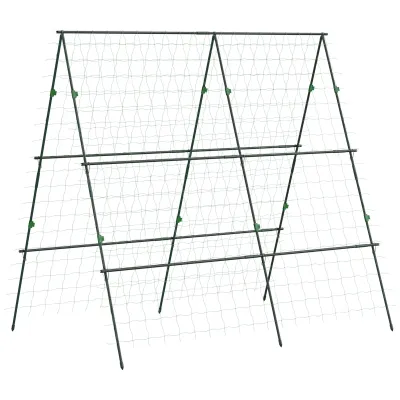 Rankgitter, Rankhilfe mit Pflanzenschutznetz, Stahl, grün, 1,8 x 1 x 1,8 m