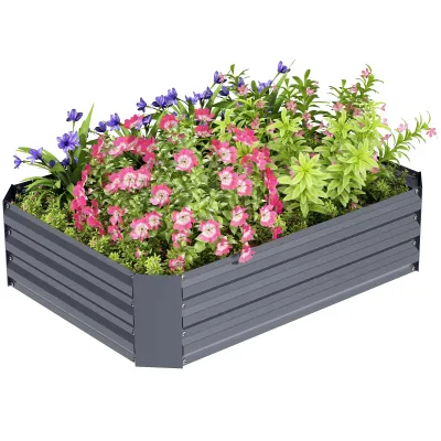 Hochbeet aus verzinktem Stahl Gartenbeet 120 x 90 x 30 cm Dunkelgrau