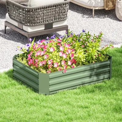 Hochbeet aus verzinktem Stahl Gartenbeet 120 x 90 x 30 cm Dunkelgrün