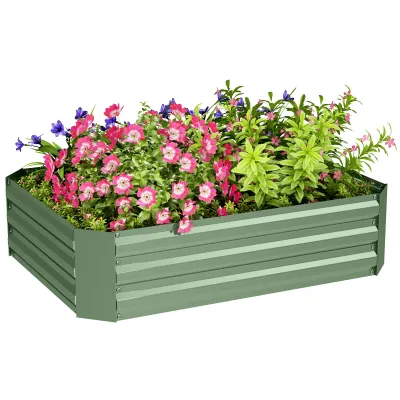 Hochbeet aus verzinktem Stahl Gartenbeet 120 x 90 x 30 cm Dunkelgrün
