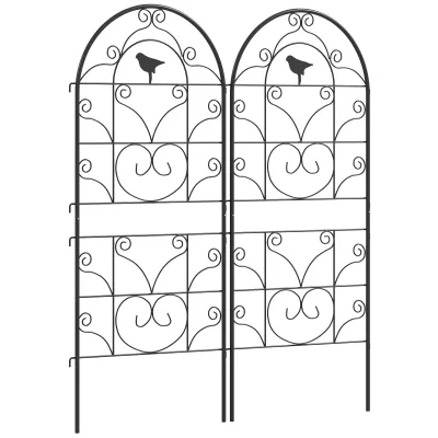 Pflanzenspalier Metall 2er Set zum Stecken rostfrei Rankhilfe mit Vogeldesign für Kletterpflanzen 50x120 cm Schwarz