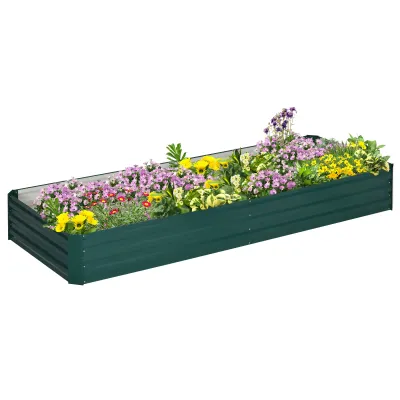Stahl-Hochbeet, offener Boden, einfacher Aufbau, 95L x 90,5B x 29,8H cm, Grün