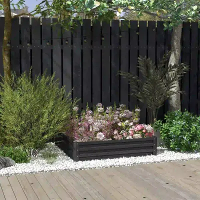 Gartenbeet, Pflanzkasten mit Stahlgehäuse, Grau, 120 x 120 x 30 cm