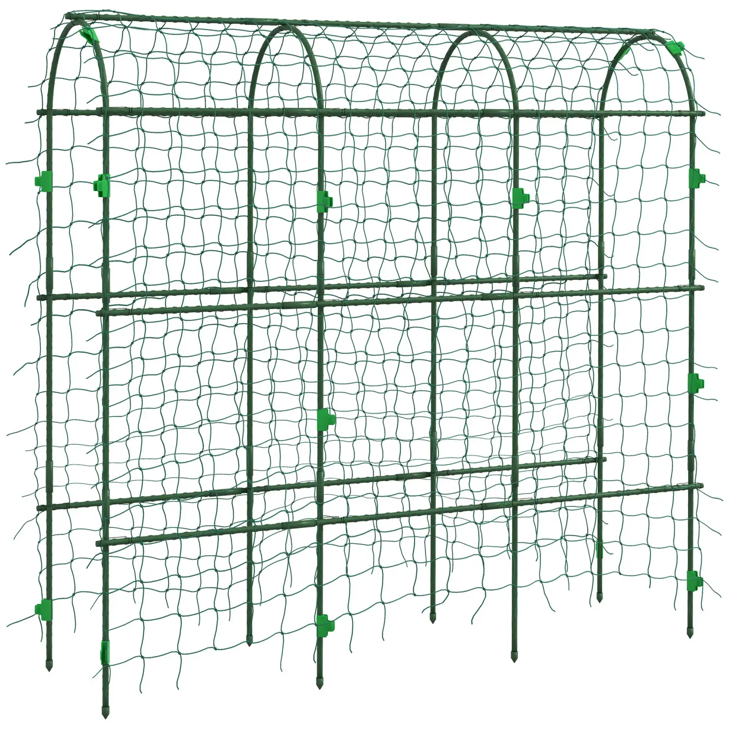 Grosser Rankbogen, Gartenbogen mit Vogelschutznetz, Metall, 43 x 182 x 183 cm, grün