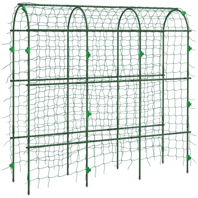Grosser Rankbogen, Gartenbogen mit Vogelschutznetz, Metall, 43 x 182 x 183 cm, grün