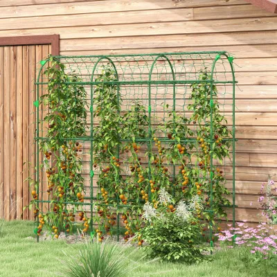 Grosser Rankbogen, Gartenbogen mit Vogelschutznetz, Metall, 43 x 182 x 183 cm, grün