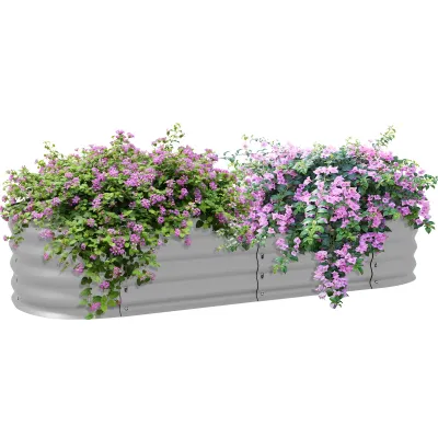 Pflanzenbeet, modulares Hochbett, geschützte Kanten, Design ohne Boden, 150 x 62 x 30 cm, Silber