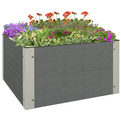 Hochbeet Gartenbeet Kräuterbeet, wetterbeständig, offener Boden, 60 x 60 x 30 cm, Dunkelgrau