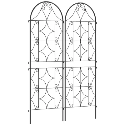 Rankgitter Metall 2er Set zum Stecken rostfrei Rankhilfe für Kletterpflanzen 50x150 cm Schwarz