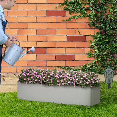 Blumenkasten, lackierter Stahl, wetterbeständig, 91 cm x 22 cm x 22 cm, Grau