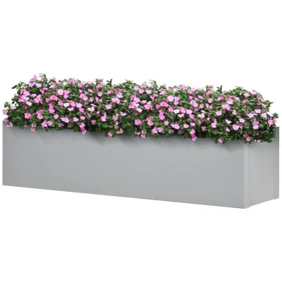 Blumenkasten, lackierter Stahl, wetterbeständig, 91 cm x 22 cm x 22 cm, Grau