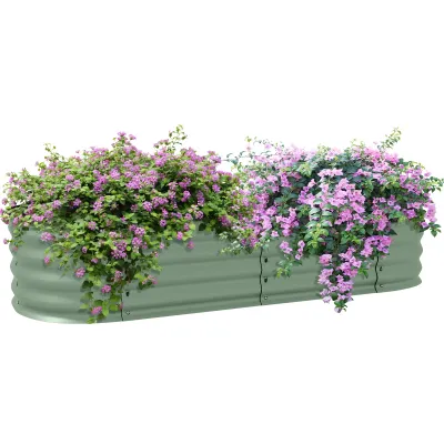 Hochbeet, Pflanzkasten aus modularem Stahl für Gemüse, Pflanzen, Blumen, 150 x 62 x 30 cm grün
