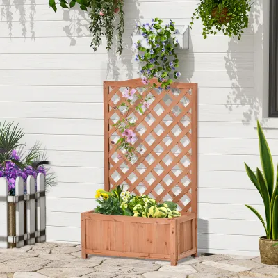 erhöhter Blumenkasten mit Gitter - 70B x 28T x 117H cm - Lattenboden -Tannenholz