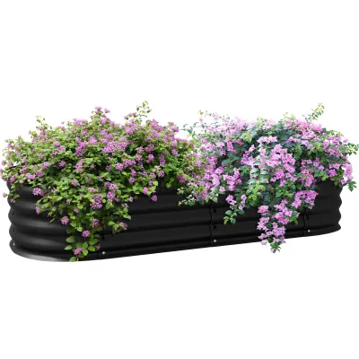 Hochbeet, Pflanzkasten aus modularem Stahl für Gemüse, Pflanzen, Blumen, 150 x 62 x 30 cm schwarz