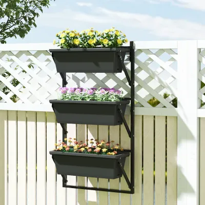3er Set Blumenkasten Pflanzkübel mit Löcher, 56x42 cm Pflanztöpfe, eckig Pflanztopf, Dunkelgrau
