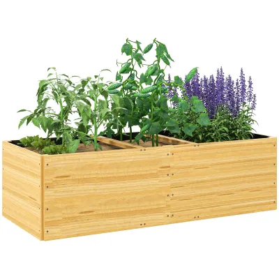 Hochbeet, Pflanzenbeet aus Holz mit 3 Pflanzzonen, für Gemüse, Kräuter, Blumen, 140 x 60 x 40 cm
