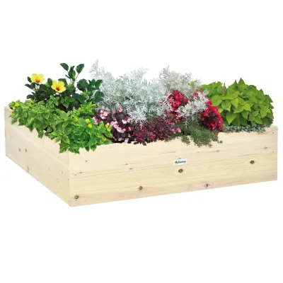 Hochbeet aus Holz Gartenbeet mit Vliesstoff Natur