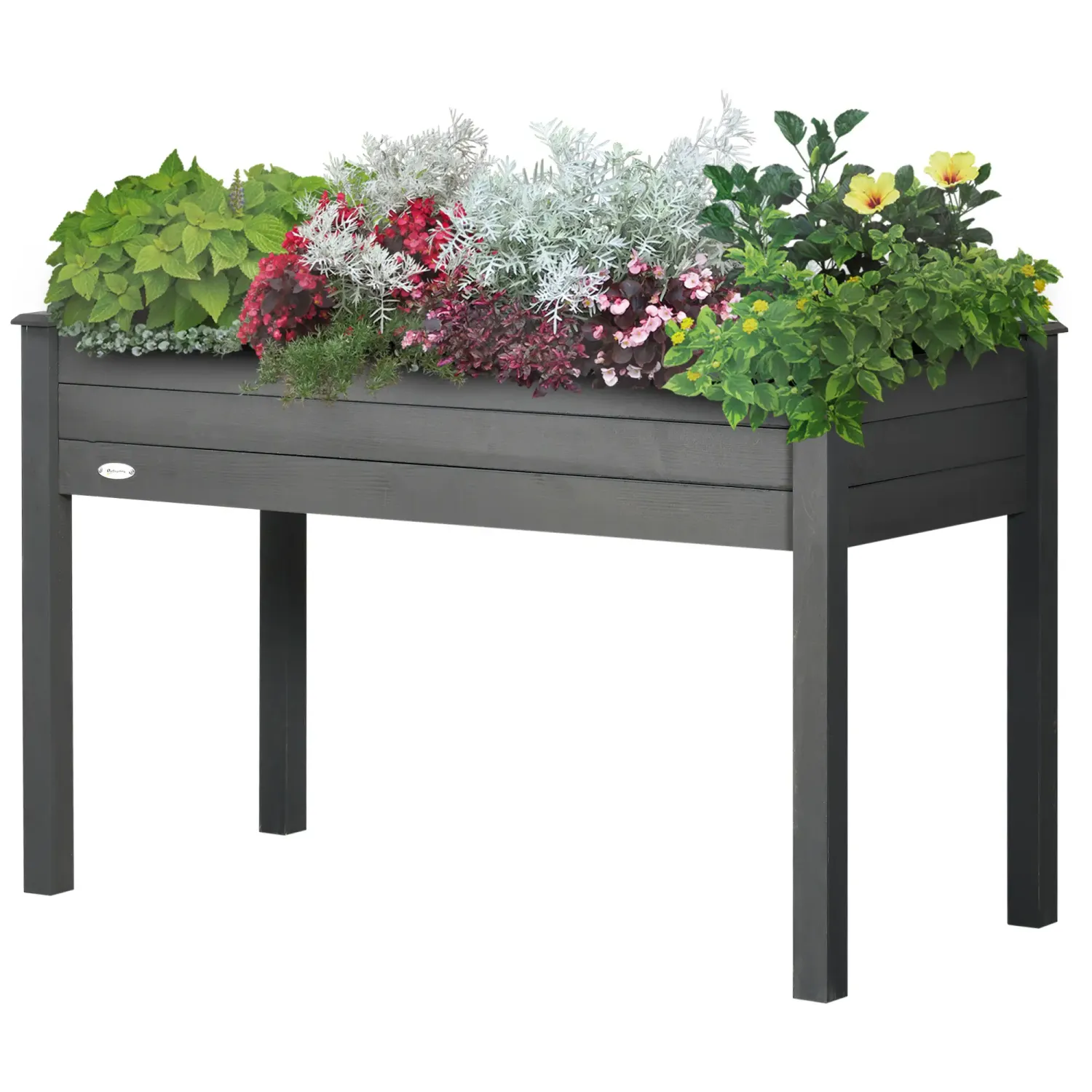 Blumenbeet-Pflanzkasten 123L x 57B x 76H cm, inklusive Bewässerungseinsätze + Drainagevlies, grau