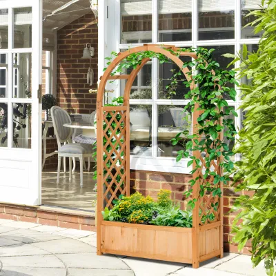 Rechteckiger Blumenkasten, Rosenbogen mit Gitter - 83 x 36 x 152 cm Tannenholz