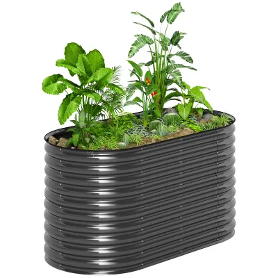 Hochbeet, Metall-Blumenkübel, 160B x 80T x 80H cm, Dunkelgrau