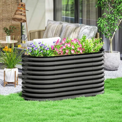 Hochbeet, Metall-Blumenkübel, 160B x 80T x 80H cm, Dunkelgrau