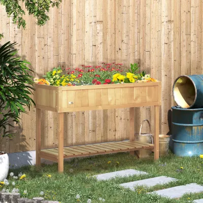 Hochbeet-Pflanzbox mit Regal, Frühbeet, 8 Fächer & Bewässerungseinlässe, Fichtenholz