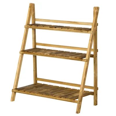 Pflanzentreppe L80 x W37 x H93cm Blumenregal 3 Stufen Tannenholz